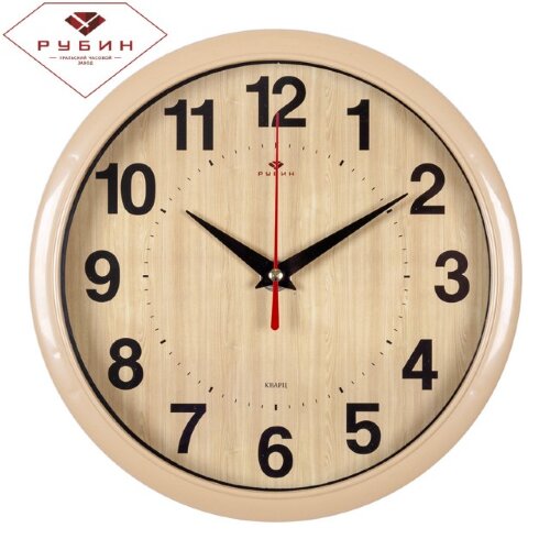 2222-342 Бежев. (в кор.10шт.) - Часы настенные &quot;Кл [01087286] 2222-342 Бежев. (в кор.10шт.) - Часы настенные "Классика" "Рубин", размер: 22*22см, материал: пластик, стекло, часовой механизм кварцевый, плавный ход