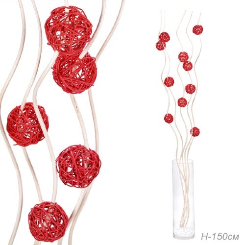 704337 (в уп.80шт.) - Сухоцвет, набор 5шт. 150см. [01104934] 704337 (в уп.80шт.) - Сухоцвет, набор 5шт. 150см. (китте 6 см.10 шт) / 0410-4/, красные шары на белом.