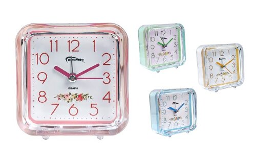 1926 (в уп.100шт.) - Будильник Космос, кварцевый м [01107851] 1926 (в уп.100шт.) - Будильник Космос, кварцевый механизм от батарейки АА, подсветка, размер: 85*85*45мм., материал: пластик