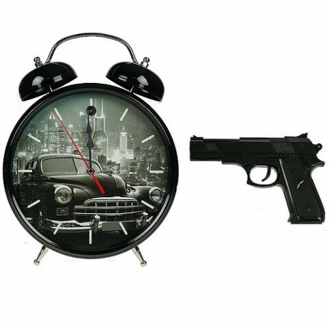 232420 (в кор.8шт.) - Часы-будильник&quot;Меткое пробуж [01040922] 232420 (в кор.8шт.) - Часы-будильник"Меткое пробуждение" с пистолетом 24*8*30см.