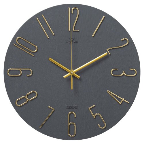 3010-007 (в кор.10шт.) -  Часы настенные d=30см, к [01110384] 3010-007 (в кор.10шт.) -  Часы настенные d=30см, корпус серый+золото "Классика" Рубин