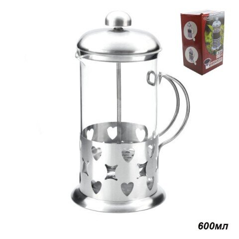 587009 (в уп.40шт.) - Френч-пресс 600мл. /600/ мат [01074196] 587009 (в уп.40шт.) - Френч-пресс 600мл. /600/ материал: стекло, металл