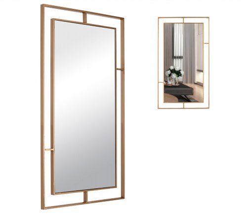 8045-Z3 (1) Зеркало интерьерное настенное в прямоу [01107417] 8045-Z3 (1) Зеркало интерьерное настенное в прямоугольном корпусе из металла 80х45 см, белое золото, Рубин