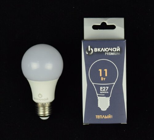 11W E27 A60 3000K 220V пластик LED PREMIUM [01084472] 11W E27 A60 3000K 220V пластик LED PREMIUM (ЛОН) лампа светодиодная Включай