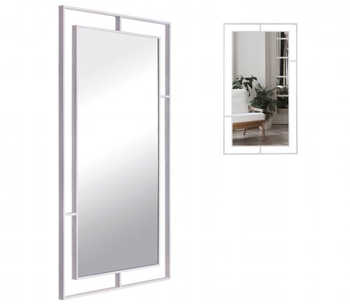 8045-Z2 (1) Зеркало интерьерное настенное в прямоу [01106800] 8045-Z2 (1) Зеркало интерьерное настенное в прямоугольном корпусе из металла 80х45 см, белый, Рубин