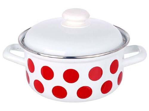 57166 (в уп.4шт.) - Кастрюля с крышкой 2л. с декол [01108975] 57166 (в уп.4шт.) - Кастрюля с крышкой 2л. с деколью С-1510АП2/4 Горох красный, материал: эмалированная сталь.