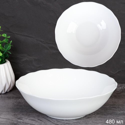 735493 (в уп.12шт.) - Салатник 480мл, 152мм, набор [01109132] 735493 (в уп.12шт.) - Салатник 480мл, 152мм, набор 6шт. Классика белая / HW60 (WHITE) /, материал: стеклокерамика.