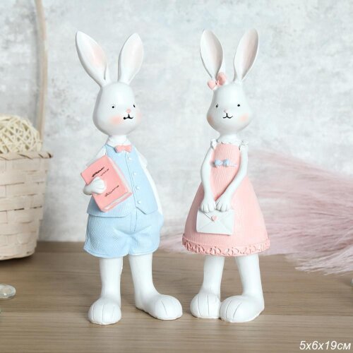 711061 (в уп.48шт.) - Фигурка Кролик 5х6х20см, наб [01110742] 711061 (в уп.48шт.) - Фигурка Кролик 5х6х20см, набор 2шт. / 9586 /, материал: полистоун.