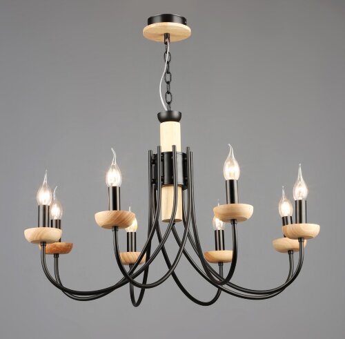 ВР-NH6892/8 BK+WOOD D705*H455/H775мм (1) светильни [01109702] ВР-NH6892/8 BK+WOOD D705*H455/H775мм (1) светильник потолочный