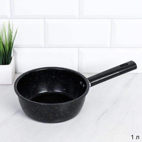 733959 (в уп.50шт.) - Ковш 1л, ручка бакелит / RSD [01110782] 733959 (в уп.50шт.) - Ковш 1л, ручка бакелит / RSD-60 / антипригарное/ 0,32/ 17(16)х6,5см./ Черный Гранит, материал: металл.