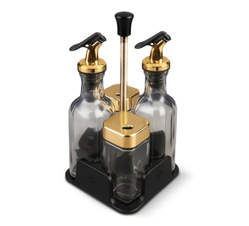 750449 (в уп.24наб.) - Набор для специй 4 предмета [01110787] 750449 (в уп.24наб.) - Набор для специй 4 предмета на подставке / T221-2 /, материал: стекло, пластик.