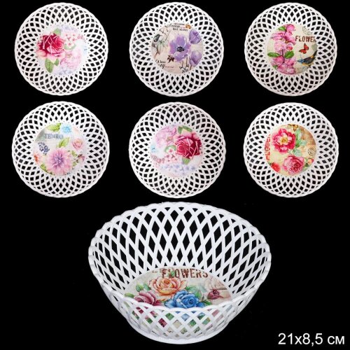 728110 (в уп.200шт.) - Ваза корзина 21х8,5см. / JC [01111560] 728110 (в уп.200шт.) - Ваза корзина 21х8,5см. / JCA613 /, материал: пластик.