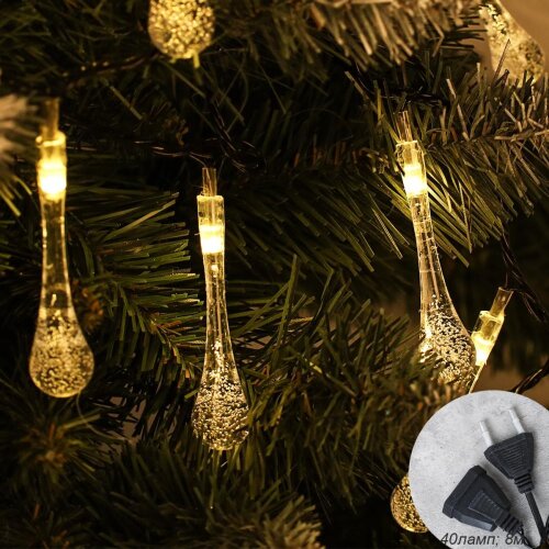 732298 (в уп.60шт.) - Гирлянда 8м, 40 LED / NEW14 [01110671] 732298 (в уп.60шт.) - Гирлянда 8м, 40 LED / NEW14 /, материал: полимер, металл.