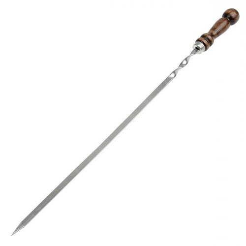 2К-442 (в уп.20шт.) - Шампур нерж., с узором и дер [01108647] 2К-442 (в уп.20шт.) - Шампур нерж., с узором и деревянной ручкой "Кольцо" 680(450)х12х2,5мм.