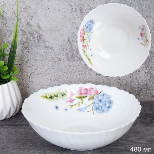 740178 (в уп.12шт.) - Салатник глубокий 480мл, 155 [01109880] 740178 (в уп.12шт.) - Салатник глубокий 480мл, 155мм, набор 6шт. Гортензия / TW-60 (7365) /, материал: стеклокерамика.