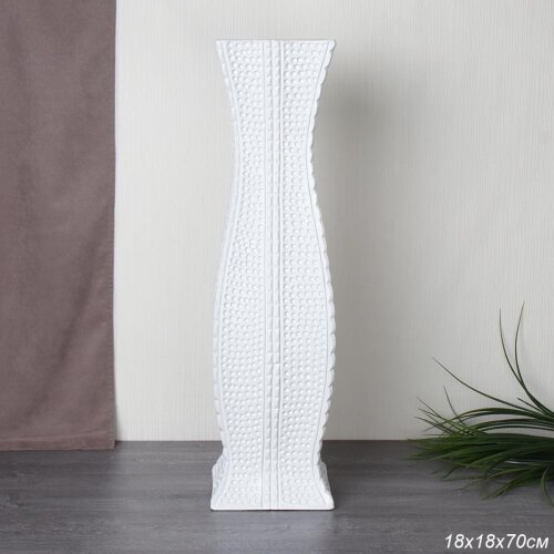 727325 (в уп.6шт.) - Ваза напольная 18х18х70см. /F [01108300] 727325 (в уп.6шт.) - Ваза напольная 18х18х70см. /FRE-501 WHITE/, материал: керамика.