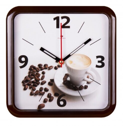 2223-108 (в кор.10шт.) - Часы настенные квадратные [01094378] 2223-108 (в кор.10шт.) - Часы настенные квадратные, корпус темно-коричневый "Кофе" "Рубин", размер: 22*22см, материал: пластик, стекло, часовой механизм кварцевый, плавный ход