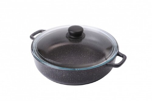 ж2611аг (в уп.5шт.) - Жаровня (26*7см) Гранит с кр [01094944] ж2611аг (в уп.5шт.) - Жаровня (26*7см) Гранит с крышкой "Горница", диаметр 260/70 мм, литые ручки, толщина дна 6мм, толщина стенок 4мм, высота стенок 75мм, материал: алюминий.