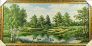 60*120 21 "Пейзаж с утками" Картина гобелен [01086784]