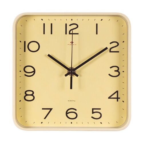 1918-008 (в кор.10шт.) - Часы настенные квадрат 19 [01108052] 1918-008 (в кор.10шт.) - Часы настенные квадрат 19х19см, корпус желтый "Классика", Рубин