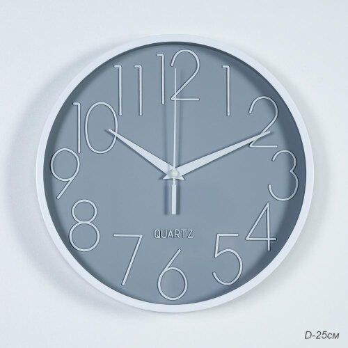 719887 (в уп.40шт.) - Часы настенные D=25см, серые [01110503] 719887 (в уп.40шт.) - Часы настенные D=25см, серые / Y6053T16 /, материал: пластик, стекло.