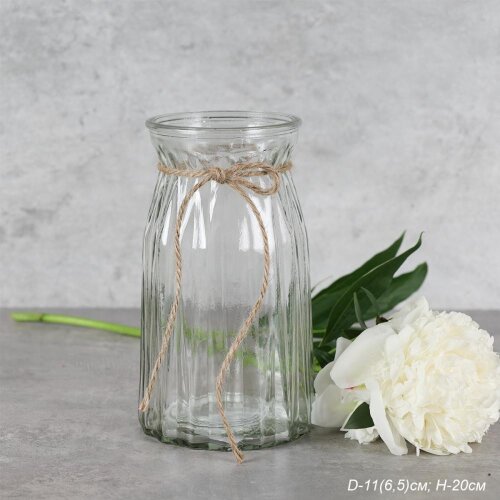 730386 (в уп.30шт.) - Ваза для цветов D=11см. (6,5 [01108788] 730386 (в уп.30шт.) - Ваза для цветов D=11см. (6,5см.), H=20см, прозрачная веревка / WRD-102 / без индивидуальной упаковки, материал: стекло.