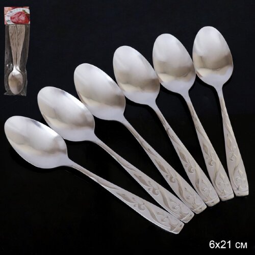 696646 (в уп.100наб.) - Ложка столовая, набор 6шт. [01101560] 696646 (в уп.100наб.) - Ложка столовая, набор 6шт. / K-411 /уп 100/ 0,37/серебро, материал: металл.