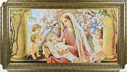 130*70 8 М/Р Дева Мария с младенцем, картина гобел [01094482] 130*70 8 М/Р Дева Мария с младенцем, картина гобелен с люрексом