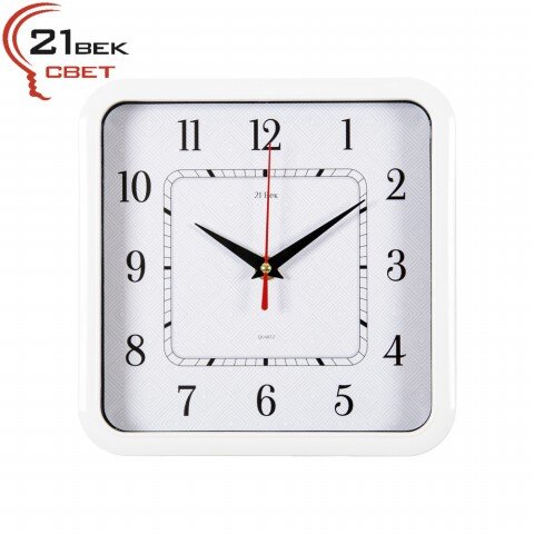2223-336W Белые (в кор.10шт.) - Часы настенные ква [01076527] 2223-336W Белые (в кор.10шт.) - Часы настенные квадратные 21 Век, размер: 22*23см, материал: пластик, стекло, часовой механизм кварцевый, плавный ход