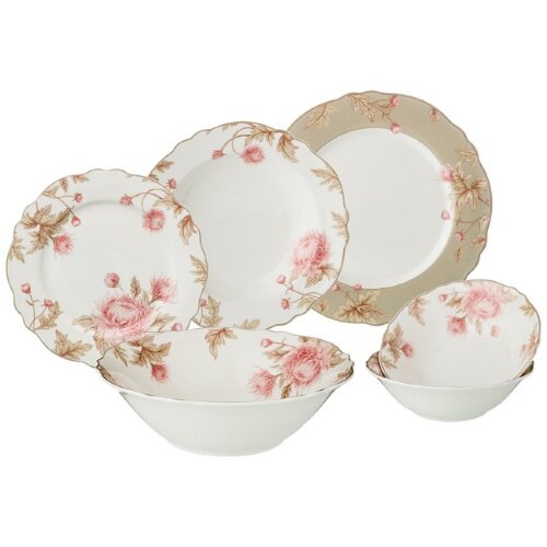 264-1011 (в кор.2шт.) - Столовый сервиз 21пр. на 6 [01097271] 264-1011 (в кор.2шт.) - Столовый сервиз 21пр. на 6персон. (Обеденная тарелка 25см - 6шт, закусочная тарелка 20см - 6шт, суповая тарелка 23см - 6 шт, салатник 23 см - 1шт., салатник 16см - 2шт.), материал: фарфор.