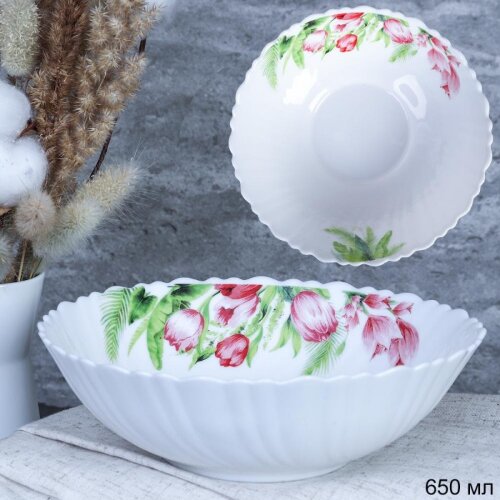 717704/725063 (в уп.8наб.) - Салатник 650мл, 175мм [01105202] 717704/725063 (в уп.8наб.) - Салатник 650мл, 175мм, набор 6шт. / TW-70 (7259) / Тюльпаны, материал: стеклокерамика.
