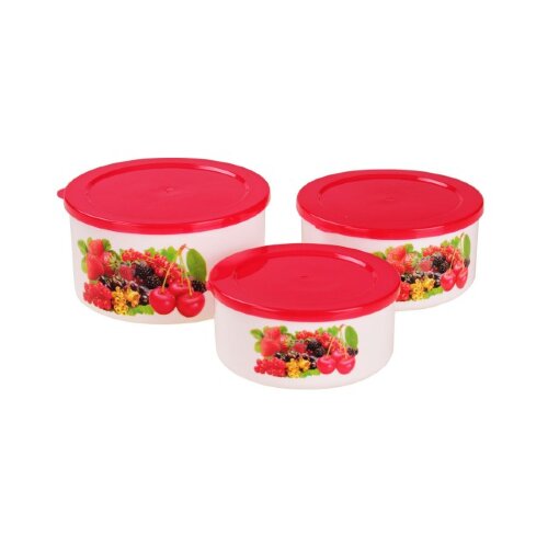 2137М (в уп.28шт.) - Набор ёмкостей 3шт. "Смак" (Я [01057069] 2137М (в уп.28шт.) - Набор ёмкостей 3шт. "Смак" (Ягоды) (0,5л, 0,7л, 1л.), размер: 140х140х75мм.