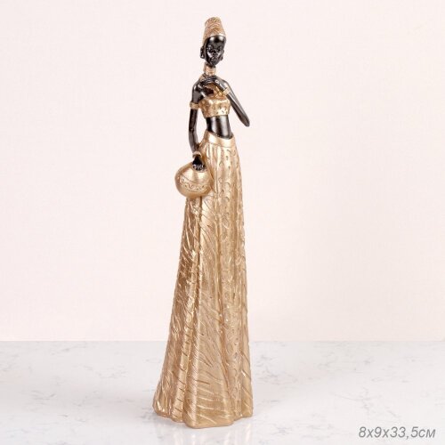 700042 (в уп.24шт.) - Статуэтка Африканка 8х9х33,5 [01106563] 700042 (в уп.24шт.) - Статуэтка Африканка 8х9х33,5см. / LY200921-Gold /, материал: полистоун.
