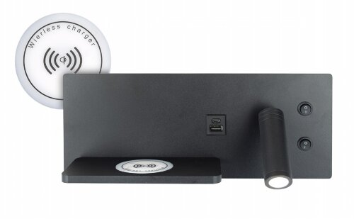 KL-RDL014S BK Led 9W 4000K UCB+беспроводная  заряд [01109470] KL-RDL014S BK Led 9W 4000K UCB+беспроводная  зарядка Размер: 30*12см (20) светильник настенный