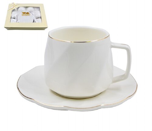 00110506 (в уп.8наб.) - Чайный набор 12 пр. в пода [01108822] 00110506 (в уп.8наб.) - Чайный набор 12 пр. в подар.упак. Lavenir "Пломбир" ( 6 кружек 210мл, 6 блюдец 14см), 300-060, материал: фарфор.