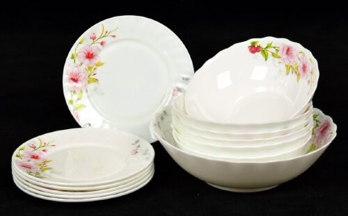 13B-61121 (в кор.4наб.) - Столовый набор 13пр.( 6 [01086006] 13B-61121 (в кор.4наб.) - Столовый набор 13пр.( 6 плоских тарелок 7" (175мм.), 6 глубоких тарелок 7" (175мм.), 1 салатник 9" (225мм.)