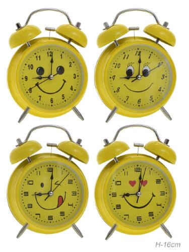 655429 (в уп.50шт.) - Будильник смайлик H=16см. /1 [01095277] 655429 (в уп.50шт.) - Будильник смайлик H=16см. /1640-3/, материал: пластик, стекло.