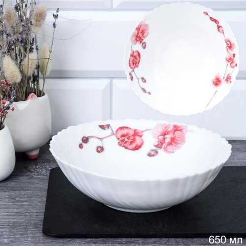 721920 (в уп.8наб.) - Салатник 650мл, 175мм, набор [01051241] 721920 (в уп.8наб.) - Салатник 650мл, 175мм, набор 6шт. / TW-70 (6755) Ветка орхидеи