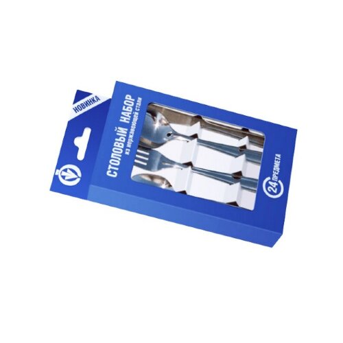 511579-РСВ (в уп.1шт.) - Набор 24пр. ПЗМ М-14 Вира [01110060] 511579-РСВ (в уп.1шт.) - Набор 24пр. ПЗМ М-14 Вираж СН-92/1 (Вилки столовые - 6шт, ложки столовые - 6шт, ложки чайные - 6шт, ножи столовые - 6шт.), материал: нержавеющая сталь.