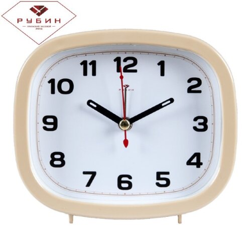 В5-004 (в кор.40шт) - Будильник кварц, корпус беже [01082391] В5-004 (в кор.40шт) - Будильник кварц, корпус бежевый "Классика" "Рубин", размер: 12,5х10,5х3,8см, материал: пластик, стекло,металл, кварцевый механизм с плавным ходом.