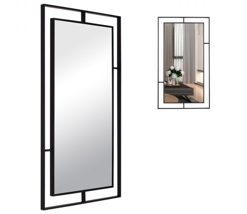 8045-Z1 (1) Зеркало интерьерное настенное в прямоу [01106799] 8045-Z1 (1) Зеркало интерьерное настенное в прямоугольном корпусе из металла 80х45 см, черный, Рубин