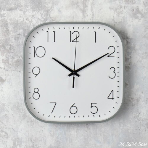 738848 (в уп.40шт.) - Часы настенные 24,5х24,5см с [01108301] 738848 (в уп.40шт.) - Часы настенные 24,5х24,5см серые / Y8025T6-2 /, материал: пластик, стекло.