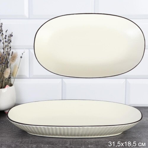 734223 (в уп.15шт.) - Блюдо овальное 31,5х18,5см. [01109024] 734223 (в уп.15шт.) - Блюдо овальное 31,5х18,5см. / R-1055 /, материал: фарфор.