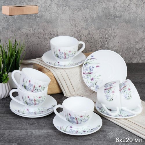 748992 (в уп.8шт.) - Чайный набор 12пр. 220мл. /GR [01110685] 748992 (в уп.8шт.) - Чайный набор 12пр. 220мл. /GREY-GB220/12 (7521)/, материал: стеклокерамика.