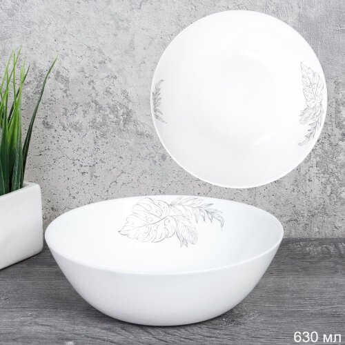 744007 (в уп.8наб.) - Салатник глубокий  630мл, 15 [01110371] 744007 (в уп.8наб.) - Салатник глубокий  630мл, 155мм, набор 6шт.  Дэй / FLMLTW60 (24203) / Листь графика, материал: стеклокерамика.