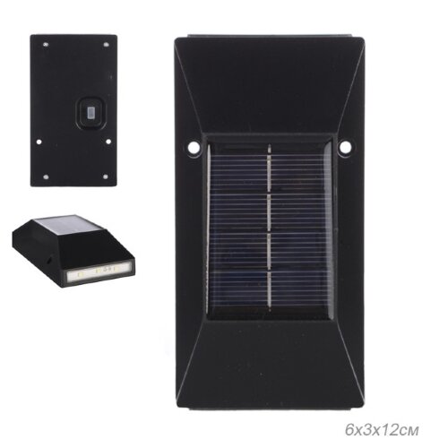 690371 (в уп.2/120шт.) - Светильник садовый, насте [01099277] 690371 (в уп.2/120шт.) - Светильник садовый, настенный на солнечной батарее 12х6х3см. /PM-072/, материал: пластик.