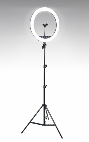 Ф-TY3061 BK (10), AC 220V LED45W,3000-5500K, 5240L [01101255] Ф-TY3061 BK (10), AC 220V LED45W,3000-5500K, 5240LM, RA95+, размер: D45см, H2,1м, напольная подставка 1шт, зажим для телефотна 3шт, пульт управления