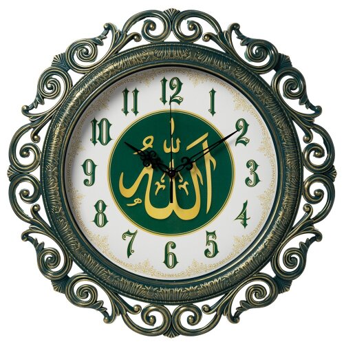 4126-025 (5) Часы настенные круг ажурный d=40,5см, [01110967] 4126-025 (5) Часы настенные круг ажурный d=40,5см, корпус зеленый с золотом " Мусульманские"