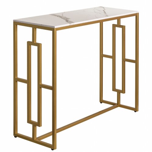 СтК100 Стол консоль, 100х35х82 см, ЛМДФ мрамор бел [01109390] СтК100 Стол консоль, 100х35х82 см, ЛМДФ мрамор белый, металл золото (цвет 19, разобр.вид), Мансарда