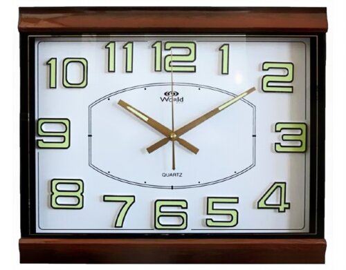 2758 R W (в кор.8 шт.) Корпус выполнен из пластика [01109117] 2758 R W (в кор.8 шт.) Корпус выполнен из пластика. Циферблат закрыт стеклом. Механизм кварцевый плавного хода. Питание от батарейки АА (в комплект не входит). Особенность: светонакопительные цифры. Размер модели: 410*520*55 мм.